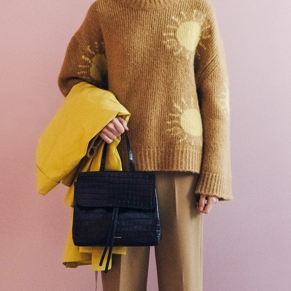 Mansur Gavriel Black Croc-Embossed Soft Lady Bag FA 2019 - Picture 2 of 12